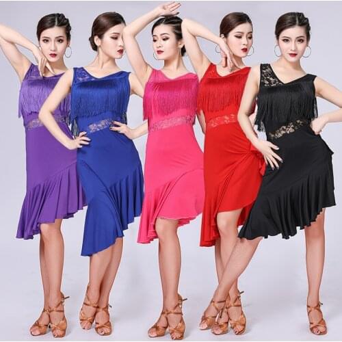 Latin dance practice clothes women dance clothes dress dance lace tassel latin dance dress women latin competition dress women