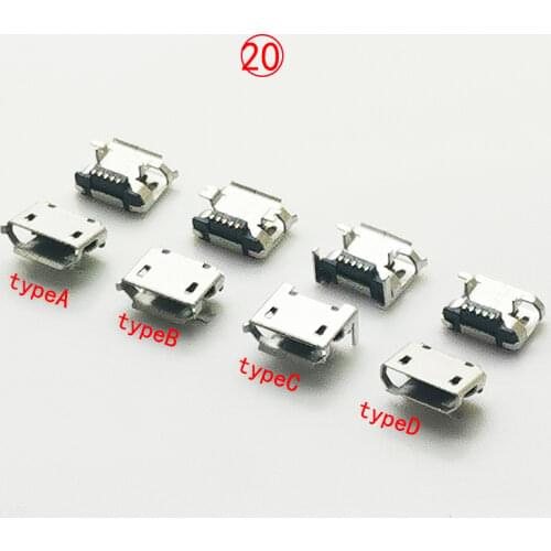 10pcs/lot Micro USB jack for mobile phone Mini USB jack 7.2x4.85 Female connector PCB 5Pin socket FLAT MOUTH