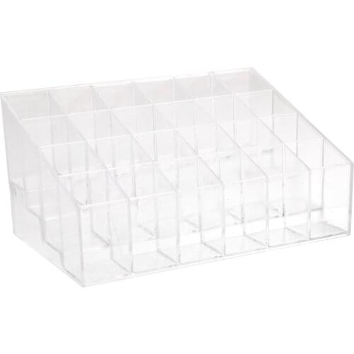 24-Slot Clear Acrylic Trapezoid Makeup Lipstick Display Stand Storage Rack Holder Cosmetic Organizer Craft Supplies Party Gifts