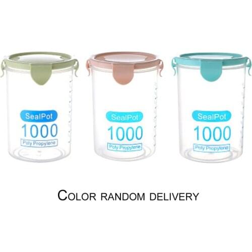 3 PCS 1000ML Practical Household Plastic Storage Jars Food Storage Bottle Safe Non-Toxic Leakproof Sealed Kitchen Storage Box