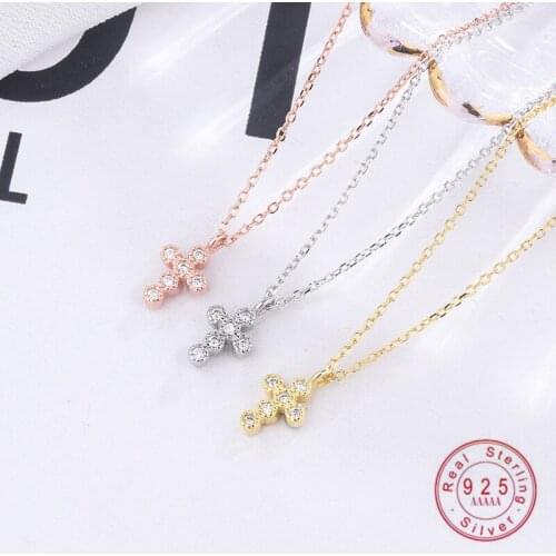 925 Sterling Silver Fine Pavé Crystal Cross Pendant Necklace Women Fashion Classic Vintage Anniversary Gift Jewelry