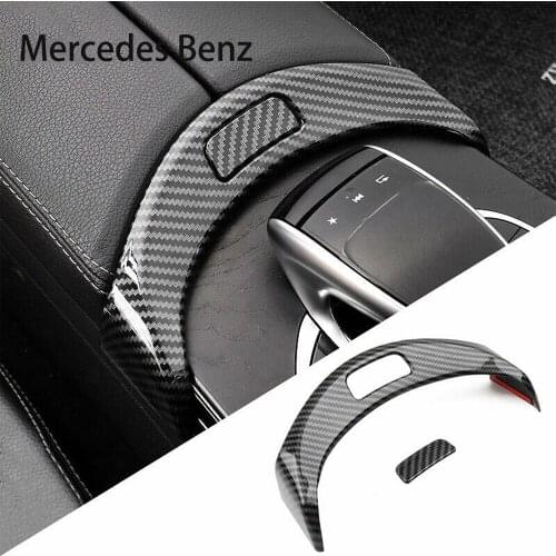Car Styling Center Console Armrest Box Buttons Frame Decoration Sticker Trim For Mercedes Benz C Class W205 GLC X253 2015-2020