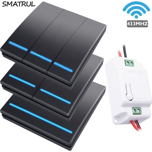 SMATRUL 433Mhz smart Wireless Switch Light RF Remote Control 110V 220V Receiver Wall Panel push button Bedroom Ceiling LED Lamp