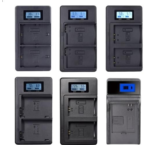 PALO digital charger LP-E6 LP-E8 LP-E17 NP-FW50 EN-EL15 EL15 LCD display comes with USB Camera battery dual slot Charger