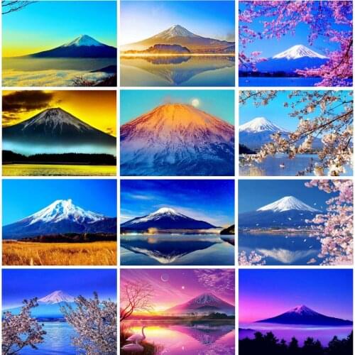 EverShine 5D Diamond Painting Mountain Rinetstones Art Diamond Embroidery Mount Fuji Scenery Cross Stitch Hobby Home Decor
