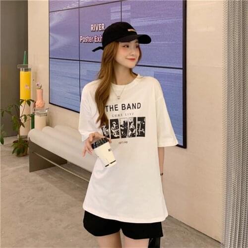 Womens T-shirts Tops Japanese Kawaii Ladies Ulzzang Vintage Letter Print Tshirt Female Korean Harajuku Clothes For Women