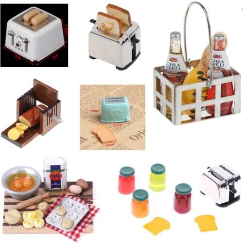 14 Styles 1/12 Scale Dollhouse Bread Machine With Toast Miniature Cute Decorations Toaster Dollhouse Mini Accessories