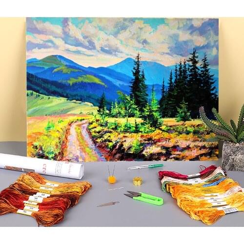 Landscape Marmaros Printed Canvas 11CT Cross-Stitch Embroidery Full Kit DMC Threads Handiwork Handicraft Hobby Promotions