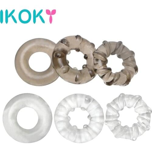IKOKY 3Pcs/set Penis Ring Delay Ejaculation Elastic Cock Ring Sex Toys for Men Male Masturbator Adult Product Silicone Sex Shop
