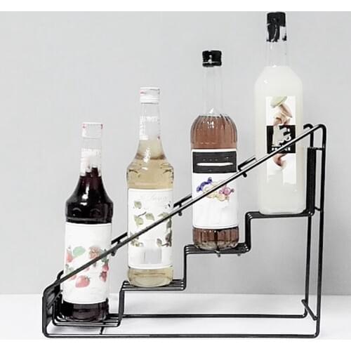 Quality 4 Bottle Wire Diplay Rack/Monin Syrup Rack Coffee Storage Rack Multifunction Milk Tea Cup Rack Display