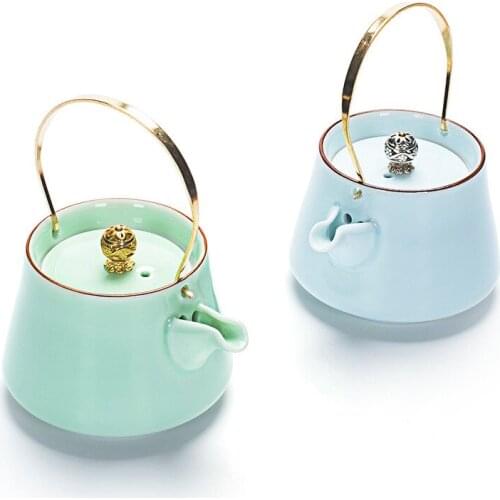 Japanese Style Ceramic Teapot Portable Celadon Drinkware Creative Chinese Kung Fu Cha Elegant Tablewares Accessories 240ML 1pcs