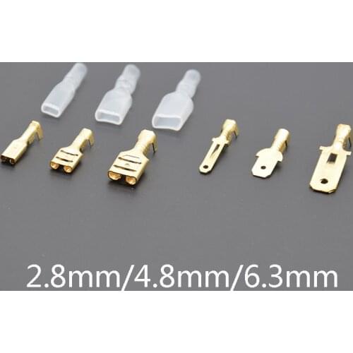 100pcs/50pcs 2.8/4.8/6.3mm Spade Crimp Terminals Electrical Insulating Sleeve Wire Connector for 22-16 AWG 0.5mm2-1.5mm2