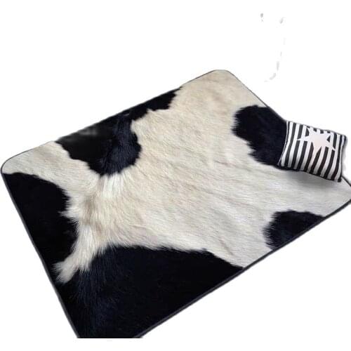 Animal fur imitate rug black white living room/bedroom floor fur carpet non-slip