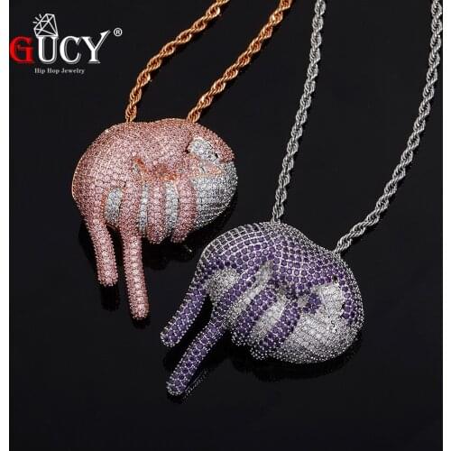 GUCY New Lip Pendant Iced Full Cubic Zirconia Pendant Necklace Men And Women Hip Hop Fashion Jewelry For Gift