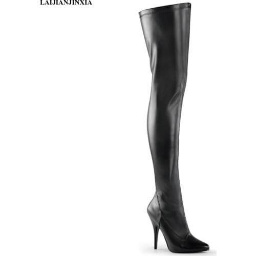 LAIJIANJINXIA New Sexy Clubbing 12cm High Heels Boots Fashion Pole Dancing Boots Over The Knee Boots Women Motorcycle Boots A068