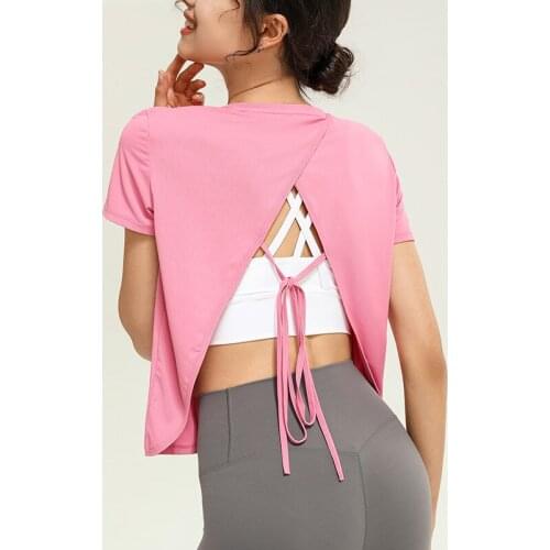 Summer Women Loose Mesh Breathable Yoga Tops Short Sleeves Sport T-Shirts Hollow Out Running Shirts Girls Gym Workout Top Blouse