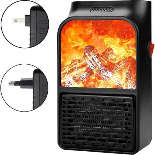 Small Portable Ceramic Space Heater Electric Heater Fan Thermostat Control Fireplace Heater with Realistic Flames 900W