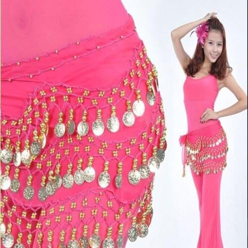 Fashion Belly Dance Waist Chain Costume Coins Skirt Belt Hip Wrap Professional Stage Clothing Girls and Women Dance Wear CC9342
