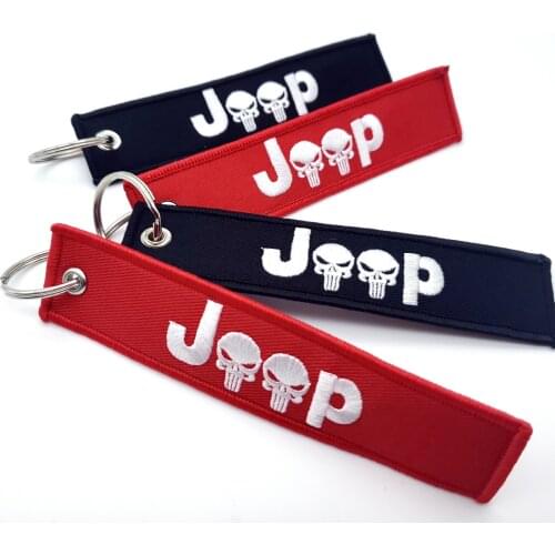 2021 Fashion Embroidery Key Holder Chain Car Auto Motorcycle Collection Embroidered Badge Keyring Keychain for Jeep