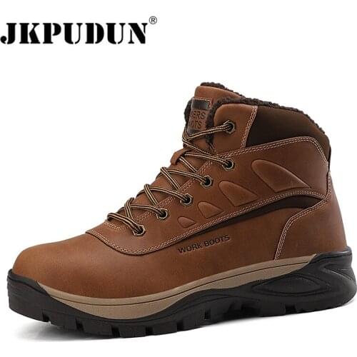 Winter Casual Ankle Boots Men Snow Boots With Fur Waterproof Mens Sneakers Work Boot Mens Outdoor Hikking Shoes Bota Masculina