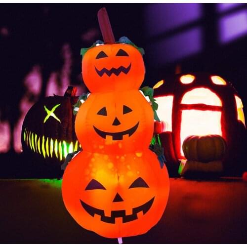 Halloween Inflatable Pumpkin With LED Lights Blow Up Inflatable Props For Outdoor Yard Garden Halloween Decorations 3 Pumpkins