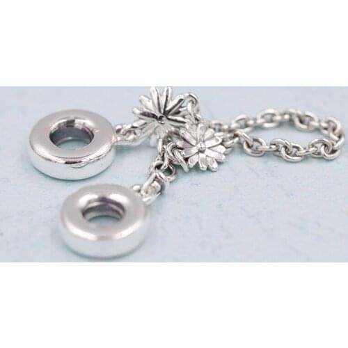 2020 New Spring Daisy Flower Safety Chain Charm 925 Sterling silver Charms fit Beads Bracelets DIY For Women Jewelry Wholesale