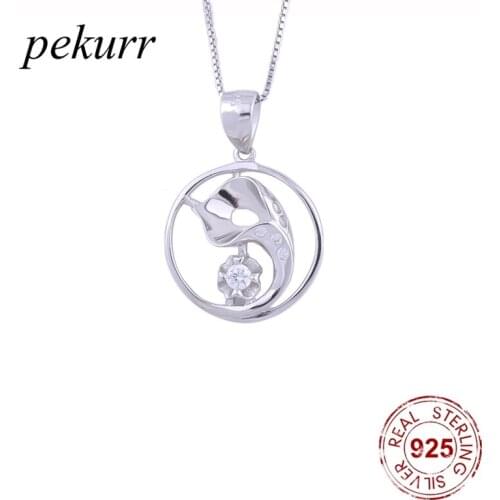 Pekurr 925 Sterling Silver Zircon Morning Glory Round Necklaces For Women Crystal Gem Flower Pendants Wedding Fashion Jewelry