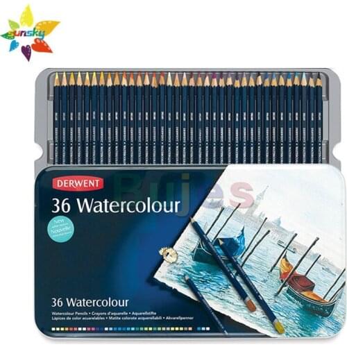Derwent WATERCOLOR Professional water soluble color lead 24 36 72 color painting filling water soluble color pencil iron box