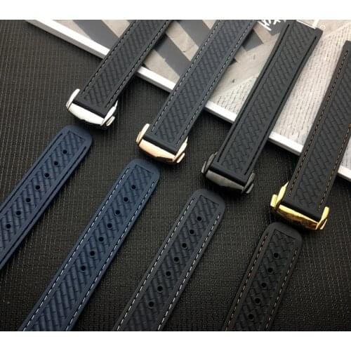 Soft silicone watch band waterproof rubber bracelet deployment buckle mens watchband suitable for OMEGA strap 300 AT150 8900