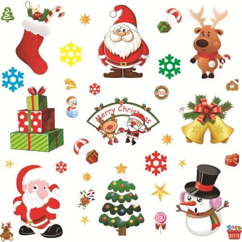 Christmas Decorations Cartoon Decoration PVC Window Non-adhesive Electrostatic Stickers Christmas Electrostatic Stickers