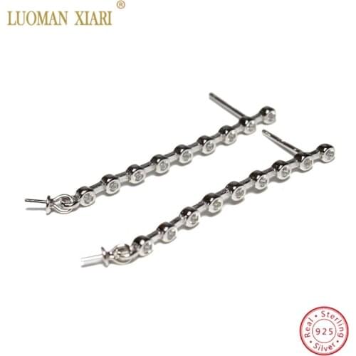 Wholesale Silverly Fashion Chain Shape Earring Settings For DIY Ladies Stud Earrings Jewelry Accessories Not Allergy