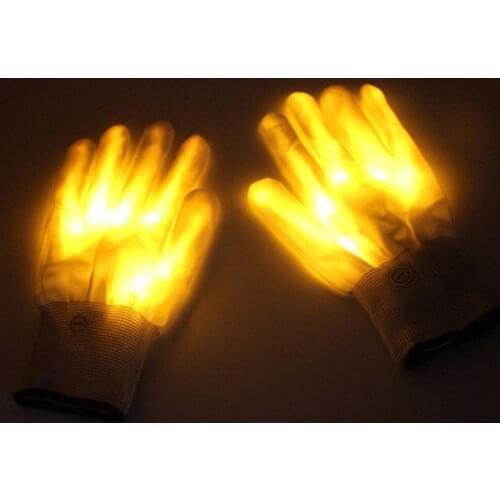 LED Gloves Neon Guantes Glowing Halloween Party Light Props Luminous Flashing Skull Stage Costume Christmas Supplies Yellow