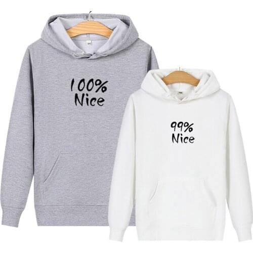Couple Oversized Hoodie Fall Fashion Harajuku 100% 99% 1% Nice Letter Print Hoodies Women Men Casual Sweatshirt Cotton Coat Tops