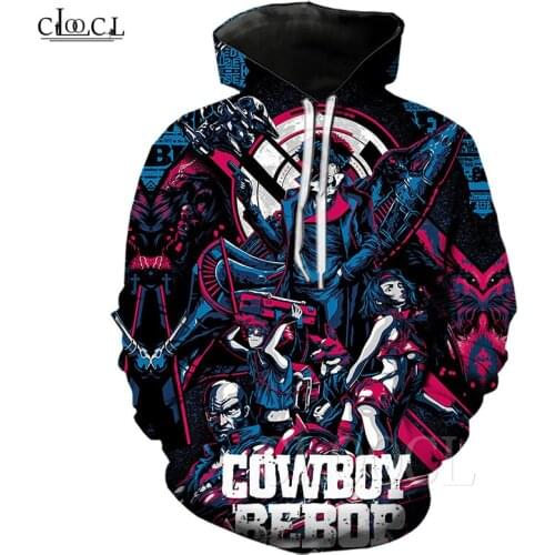 Japanese Anime Hoodies Streetwear Cowboy Bebop 3D Print Spaceship Bebop Fashion Sportswear Pullover Men Women Hoodie Sweatshirts