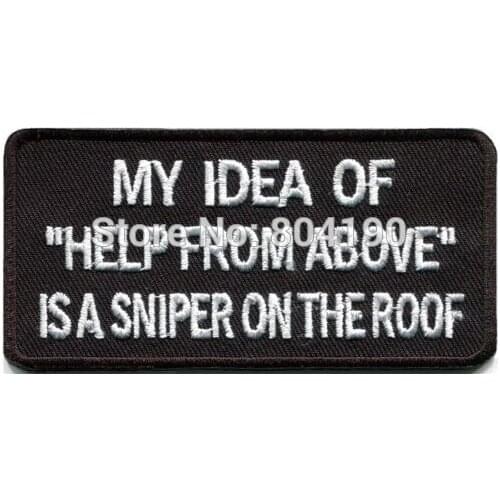 3.5" Help From Above sniper funny slogan retro fun MOTORCYCLE HOT ROD BIKER VEST PATCH punk rock Embroidered iron on patch