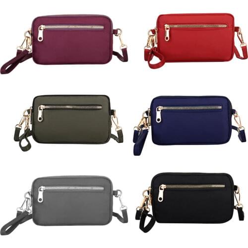 Women Solid Color Shoulder Bags Lightweight Simple Zipper Shoulder Handbag Purse Wallet Bag