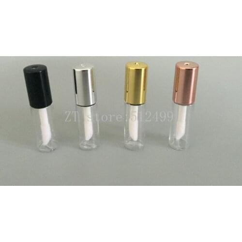 1.2ML 100pcs/lot Rose Gold Empty Lip Gloss Tube,DIY Plastic Elegant Liquid Lipstick Container,Round mini lipgloss sample bottle