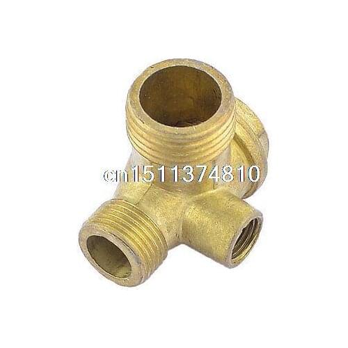 1/8" PT Male Threaded 3 Ways Brass Check Valve Gold Tone for Air Compressor