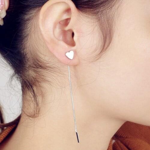 1 Pair Women Earrings Love Heart Long Tassel Chain Earrings Metal Gold Heart Triangle Dangle Earrings For Girl Jewelry Gifts