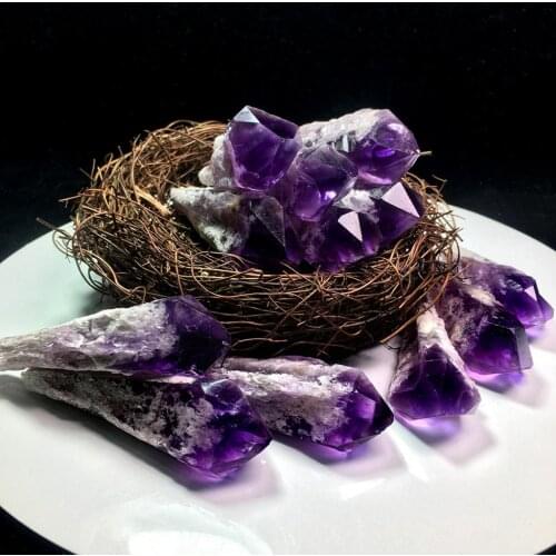 20g Purple Amethyst Cluster Natural Quartz Crystal Point Wand Specimen Reiki Calming Ornaments