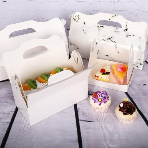 20pcs Protable Paper Box Cake Pastry Cake Boxes And Packaging Celebrate Birthday Handmade Gift Supplies Patisserie Favor