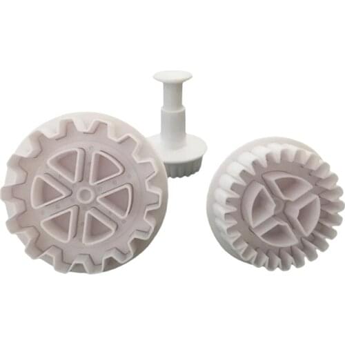 3 Pcs/Set Gear Wheel Shape Fondant Cake Decorating Gum Paste Pastry Sugar Craft Cutter Mold Tools