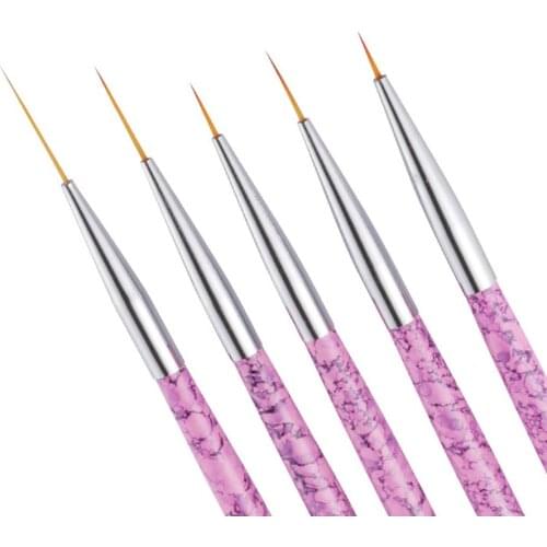 5Pcs Nail Art Pen Painting Liner Flower Drawing UV Gel Brushes Manicure Tools