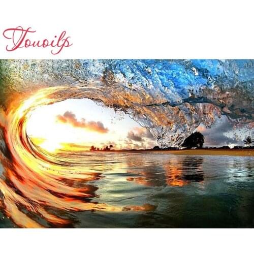 Touoilp 5D Sunset Seaview diamond embroidery stitch crystal square&round diamond sets decorative diy diamond painting mountain