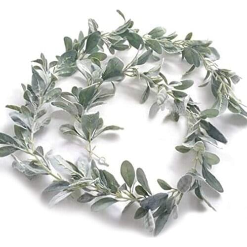 6.7 Ft Lambs Ear Garland Artificial - Succulent Garland - Fall Eucalyptus Garland - Leaf Mantle Garland-ABUX