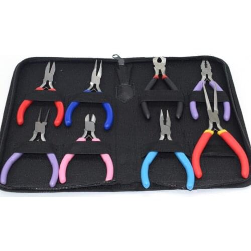 8PC/Set Jewelry Tools Steel Pliers For Beading Diy Making Hand Tool Black Package Round Nose/Wire-Cutter/ Side-Cutting Plier