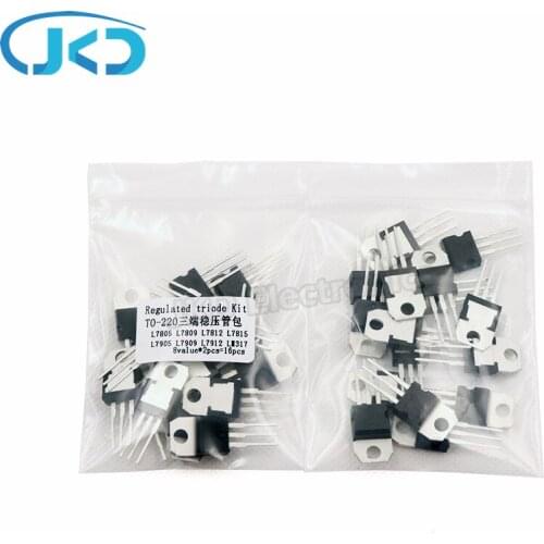 8value*2pcs=16pcs 7805 7809 7812 7815 7905 7912 7915 LM317T TO-220 Transistor Assortment Kit Voltage Regulator