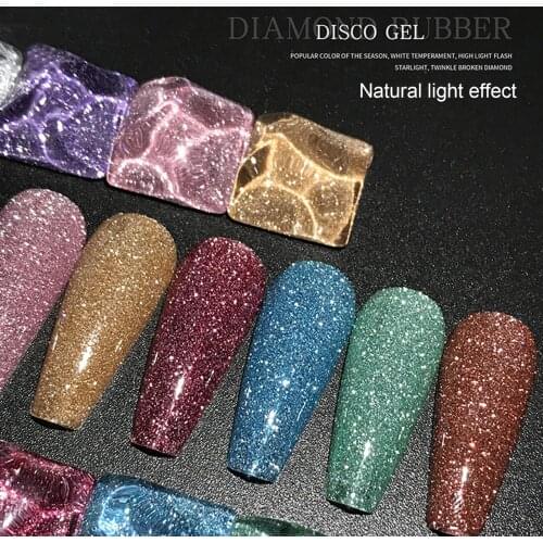 9 Color 15ml Reflective Glitter Nail Gel Polish Soak Off Gel UV LED Gel Polish Bright Bungee Shiny Finely Diamonds Nail Art Gel