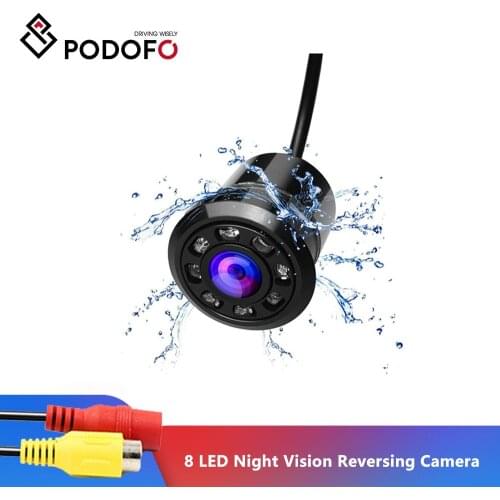 Podofo Car Rear View Camera 8 LED Night Vision Reversing Auto Parking Monitor CCD Waterproof 170 Degree HD Video Backup camera
