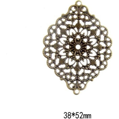 Free shipping Retail 5Pcs Filigree Wraps Connectors Metal Crafts Decoration DIY Findings Ancient Bronze 38mm x 52mm F0420